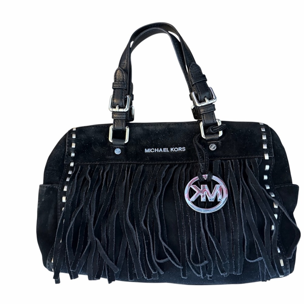Rare Michael Kors Black Suede Satchel Bag